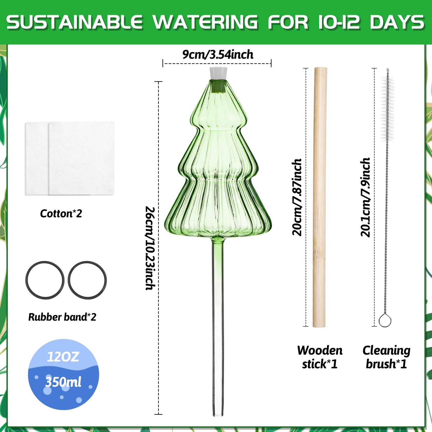 12 oz Large Plant Watering Globes, Glass Self Watering Globes, Unique Christmas Tree Self Watering Planter Insert, Vacation Plant Watering Devices, Automatic Watering Bulbs (Large-2 Pack)