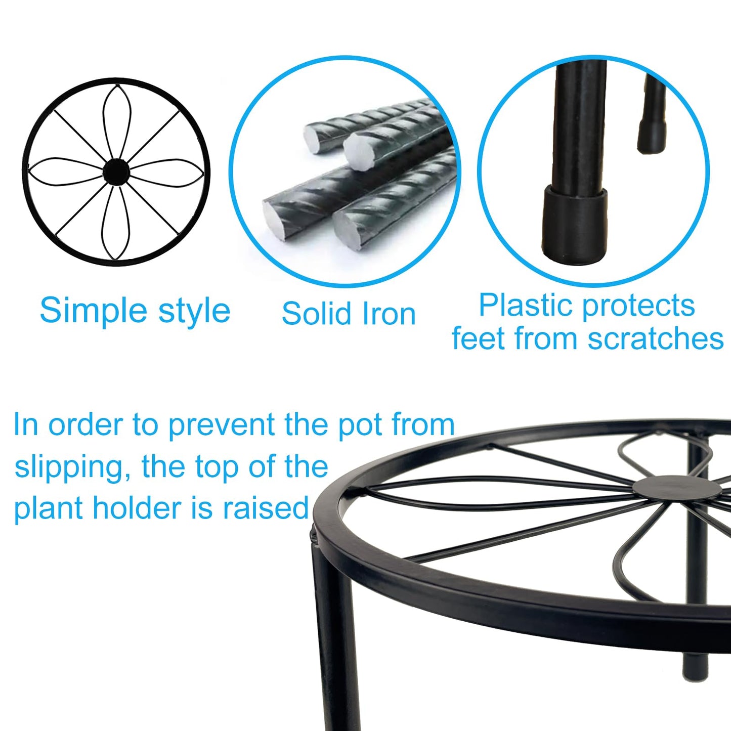 HENABLE 5 Packs Metal Plant Stand Indoor, Outdoor Black Plant Stand for Multiple Plant, Rustproof Iron Round Heavy Duty Flower Pot Stand, Plant Shelf for Planter Garden Home