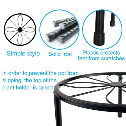 HENABLE 5 Packs Metal Plant Stand Indoor, Outdoor Black Plant Stand for Multiple Plant, Rustproof Iron Round Heavy Duty Flower Pot Stand, Plant Shelf for Planter Garden Home