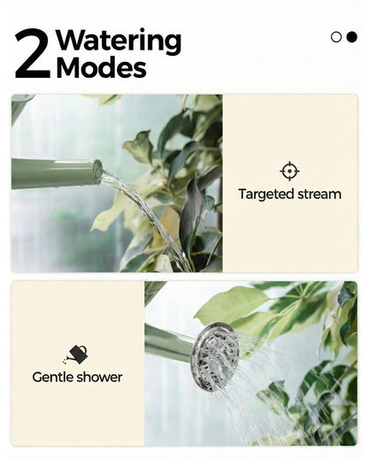 Bamworld Watering Can for Indoor Outdoor Plant Metal Watering Can with Removable Spout Embossd Design Plant Watering Devices Stainless Steel 1/2 Gallon Watering Cans Home & Garden Décor Creamy Green