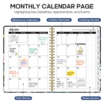 Planner 2026-2027, Academic Year Monthly and Weekly Calendar Planner, Jul 2026 - Jun 2027, Hardcover Teacher Student Planning Agenda book with Tabs, Perfect for School Office Supplies, 8.5" x 11" - Celestial