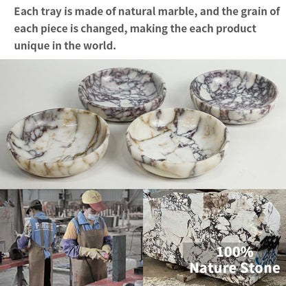 FutureStone Marble Key Bowl for Home Decor, Decorative Bowl for Coffee Table, Marble Fruit Bowl For Table Centerpiece, Coins Candy Catchall Bowl For Entryway (Calacatta Viola, 7.8" x 1.9")