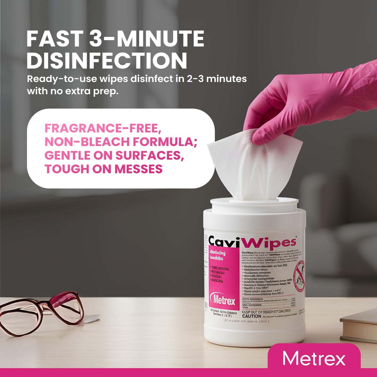 Metrex CaviWipes Disinfecting Towelettes – Durable Non-Woven Disinfecting Wipes for Hard, Non-Porous Surfaces in Healthcare & Laboratory Settings, Pre-Saturated with CaviCide – 160 Wipes (Pack of 1)
