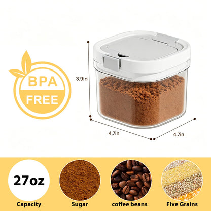WHuaRunSen Sugar container with spoon, transparent milk powder jar, easy to clean, suitable for putting coffee, flour and sugar. (800 ml)