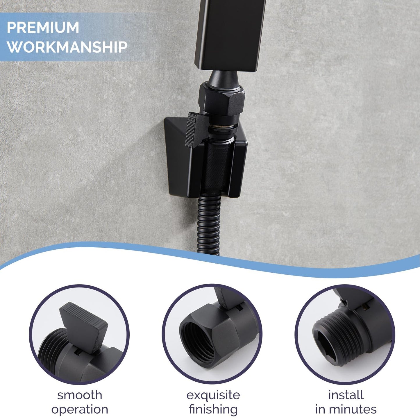 Angle Simple Shower Valve, Brass Water Flow Shut Off Valve for Hand Shower, RV Hose Flow Restrictor, Matte Black