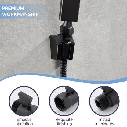 Angle Simple Shower Valve, Brass Water Flow Shut Off Valve for Hand Shower, RV Hose Flow Restrictor, Matte Black