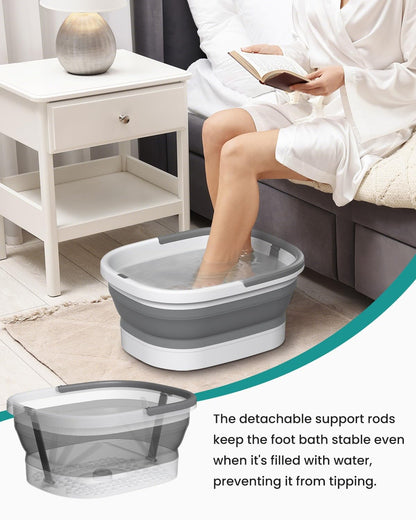 Nekteck Collapsible Foot Soaking Tub with 138 Acupressure Nodes and Pumice Stone for Foot Bath Soak, Foot Basin Foot Massager for Pedicure Foot Spa, Gifts for Men Women Dad Mom