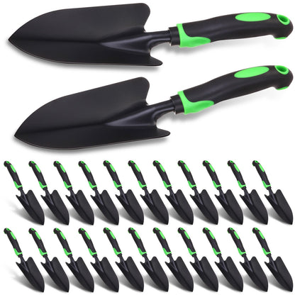 Yaocom 12 Pcs Garden Shovel Aluminum Alloy Heavy Duty Trowel Garden Tool Small Shovels for Digging Metal Hand Trowel Spade with Soft TPR Handle for Lawn Yard Farm Home Shop Planting (Green Black)