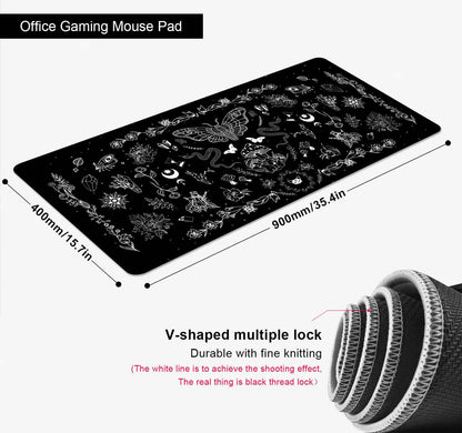 SXCKANG Goth Desk Mat, Black Occult Large Gaming Mouse Pad, Halloween Witchy Celestial Mushroom XXL Mousepad, Office Desk Decor Accessories Gifts