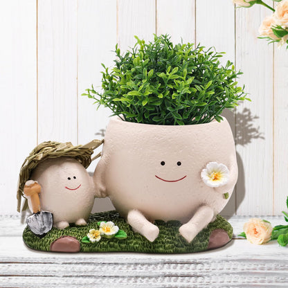 Toparad Smily Face Planter Pot Cute Resin Flower Head Planters for Indoor Outdoor Whimsical Succulent Pots for String of Pearls Plant Live Gift IdeaI for Mother and Appreciation Christmas