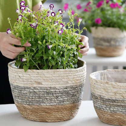 Kisangel 2pcs Flower Basket Woven Planter Plant Pots Indoor Plant Basket Multi-Purpose Woven s for Plant Multi-Purpose s Straw Flower Pot Girl Grass