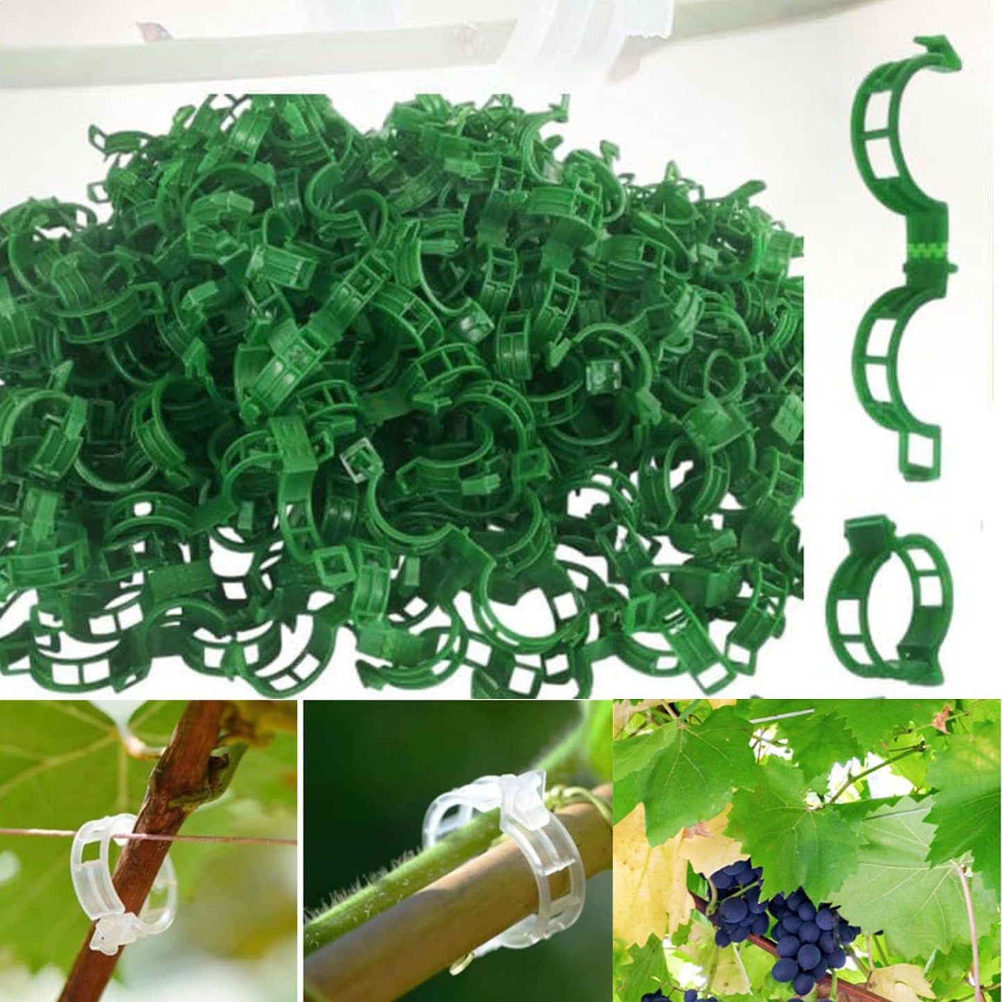 Plant Support Clips,100/150/300 PCS Plant Clips for Climbing Plants Clear for Tomato Grape,Garden Clip Plants Support Clip Garden Clips Vine Vegetables Fixing Clip (Green-100pcs)