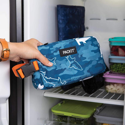 PackIt® Freezable Snack Box, Checked Out, Built with ECOFREEZE Technology, Collapsible, Reusable, Zip Closure with Buckle Handle, Designed For Work Snacks, Fresh Snacks On the Go, Adults, and All Ages