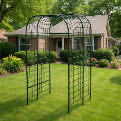 GarveeLife Metal Garden Arch Trellis 7.3 FT, Cucumber & Melon Trellis for Raised Beds, u-Shape Plant Support with Plastic Connectors for Climbing Vegetables, Grapes & Roses, Black