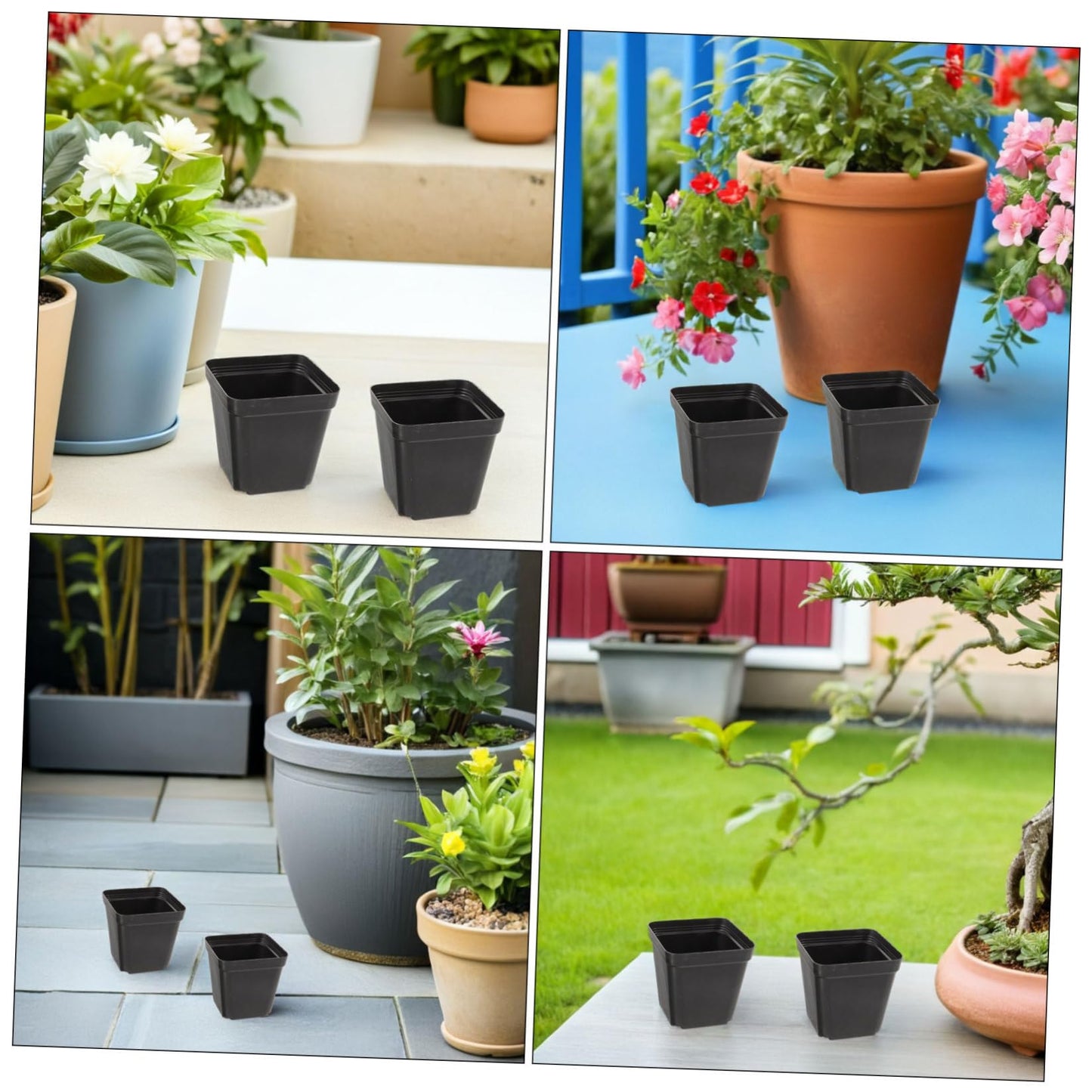 FOMIYES Nursery Pots and Independent Growth Chambers 100pcs Plastic Square Black with Drainage Holes for Vegetables and Flowers, for Balcony Gardens and Garden Planting