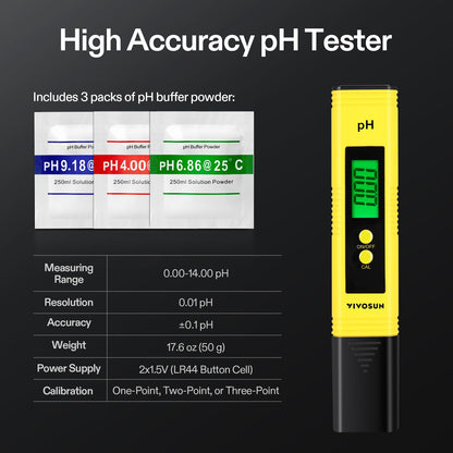 VIVOSUN Digital pH Meter, 3-in-1 TDS/EC/Temperature Meter, 3-in-1 Soil Moisture/pH/Light Tester Combo for Home, Garden and Hydroponics, Yellow-Blue-Green