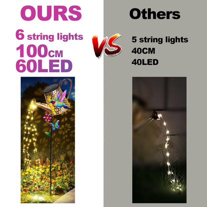 Solar Watering Can with Lights Outdoor Garden, 41in Large Hummingbird Garden Stake Lights, Waterproof Decoration for Yard Lawn Pathway, Gifts for Mom Grandma Women Birthday Gardening Gift