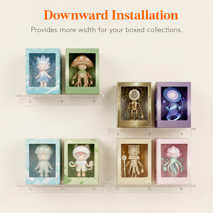 Lifewit Floating Shelves for Wall, Acrylic Display Shelf Wall Mounted for Figure, Car, Art, Book, 14" Perfume Organizer for Bathroom, Bedroom, Living Room, Nursery, Home Decor, Clear, 10 Pack