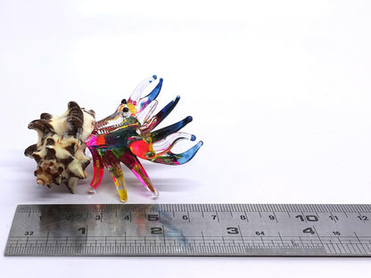 Sansukjai Seashell Hermit Crab Miniature Figurines Beach Animals Hand Blown Glass Art Collectible Gift Decorate - Spiny Murex Shell (Multicolor)