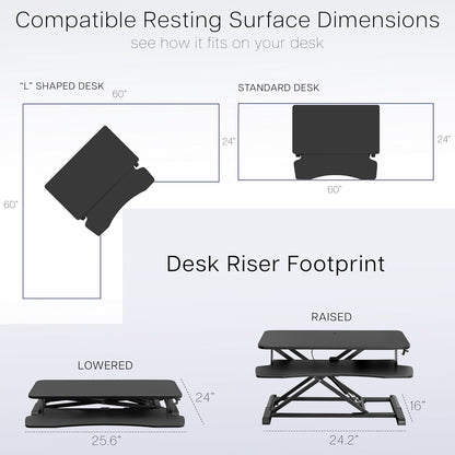 VIVO 26 inch Desk Converter, K Series, Height Adjustable Sit to Stand Riser, Dual Monitor and Laptop Workstation with Keyboard Tray, Rustic Vintage Brown Top, Black Frame, DESK-V026KN