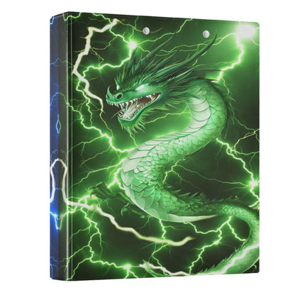 Fire Dragon Round Ring Binders 1.5 Inch Dinosaur Red Green 3 Ring Clipboard Binder for Office School Work Supplies File Folder 200 Sheet Capacity