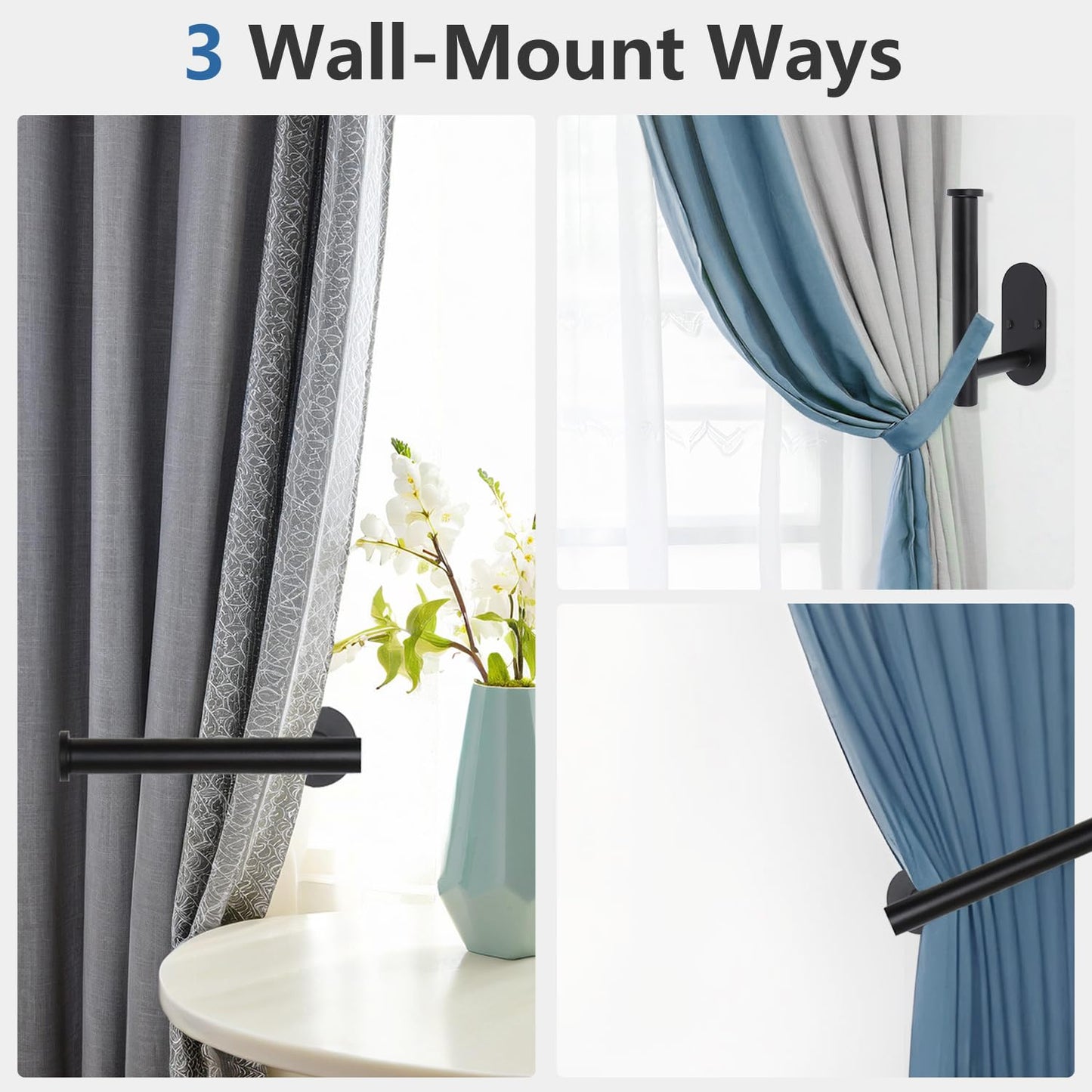 Curtain tiebacks Hooks Wall Mounted, Curtain holdbacks Screw-in, Curtain Holders for Drapes, Curtain Pull Backs, Curtain Tie Backs 304 Stainless Steels, 4 pcs