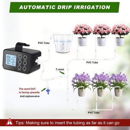 Automatic Plant Waterer Indoor: Drip Irrigation System with Large Display, Easy Programming, Vacation Plant Watering Devices for 15 Potted Plants, New Upgraded Christmas Tree Watering System