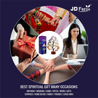 JD FRESH 300 Beads 7 Chakra Crystal Tree/Showpiece Good Luck and Positive Energy/Showpiece for Living Room/Natural Healing Gemstones Money/Lucky Tree for Good Luck (Multicolor)