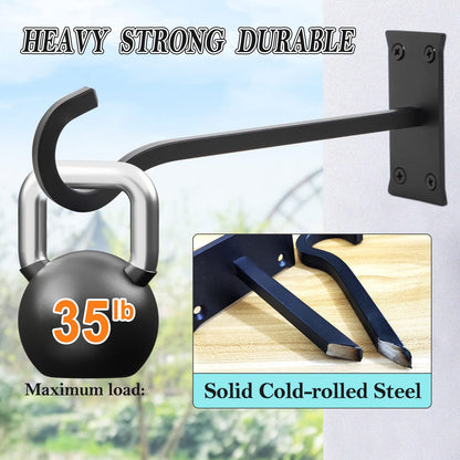 QIEGL 10inch Heavy Duty Plant Hangers Outdoor or Indoor Bird Feeder Hanger Shepherd Hooks 2pcs Black Metal Wall Hook for Hanging Plant Bracket, Lantern, Flower Basket, Wind Chimes