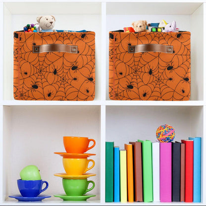 ALAZA Halloween Spiderweb Orange Foldable Storage Box Storage Basket Organizer Bins with Handles for Shelf Closet Living Room Bedroom Home Office 1 Pack