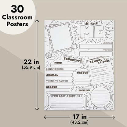 Infinite Curiosity All About Me Posters Elementary Classroom 30-Pack - 17 x 22 In Multicolor - Teacher Supplies & Student Introductions - Star of the Week Display - Classroom Decor Essentials