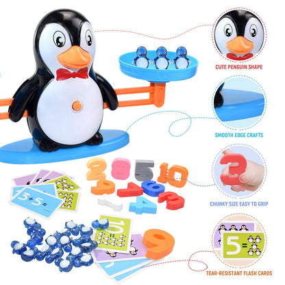 BAKAM Penguin Balance Scale Number Counting Blocks Games for Kids Ages 3-5, Montessori Math Games for Kids 5-7, Preschool Kindergarten Learning Activities, STEM Educational Toys for 3+ Year Old
