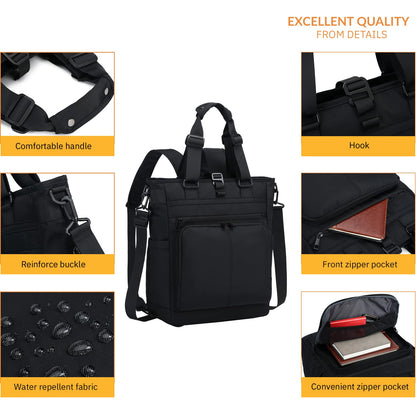 3 in 1 Convertible Backpack, Japanese Minimalist Tote Crossbody Bag, Adjustable Underarm Strap, Anti-Theft, Water Resistant Daypack Fits 15.6 Laptop for Office, Graduate Study, Travel & Casual, Black