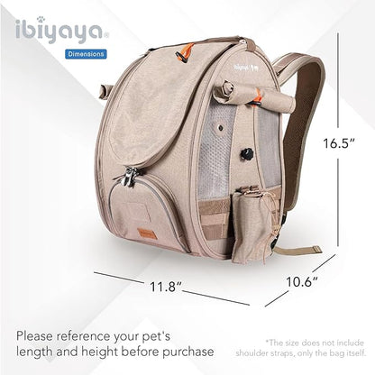 ibiyaya - BirdTricks TrackPack - Bird Backpack Carrier with Perch - Bird Carrier for Small Birds with Steel Feeding Bowl, and Breathable and Durable Material - Beige
