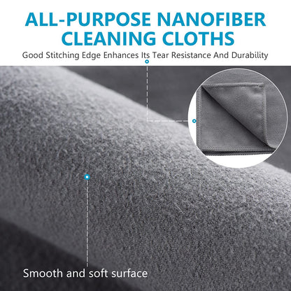 MAKUANG 8 Pack Microfiber Screen Cleaning Cloth,Premium Double-Sided Suede Microfiber Cloths for Glasses,Lenses,Computer,Phone,TV,Electronic Device Screens Wipes Cloth,12 x 12 Inches,Grey