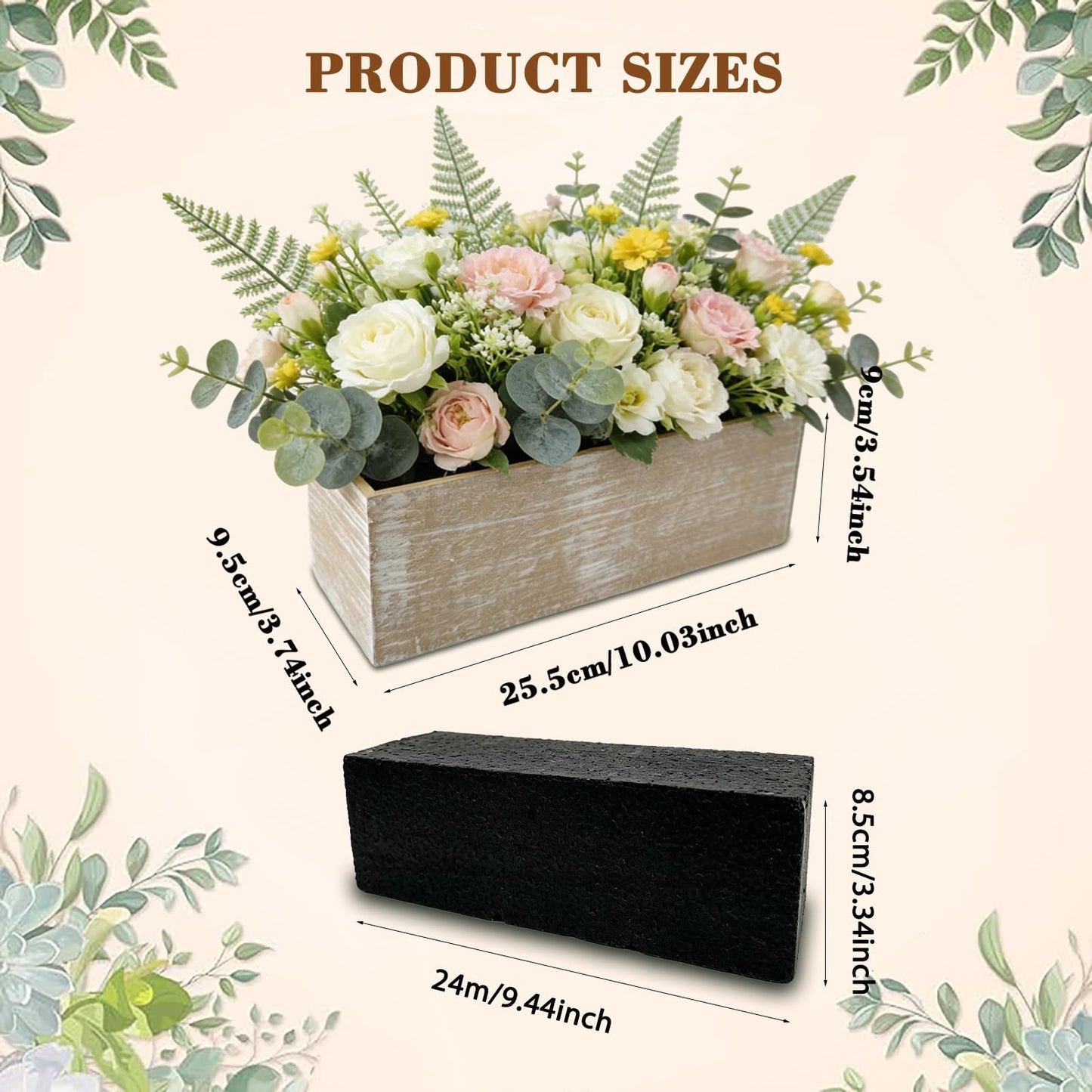 LIUXINJIAN-RHX Wood Boxes for Centerpieces 12x4 Inch Rectangle Wooden Planter Box Rustic Wood Planter with Removable Plastic Liner Floral Foam Blocks for Centerpieces Home Wedding Garden Decor (4)