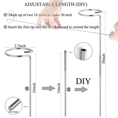 RAIKEDR 30 Inch Or 16 InchPlant Stakes for Flowers - 5 Pack (DIY), Stainless Steel Garden Tall Single Stem Support Stake Plant Cage Support Rings with Adjustable Height Fit Flowers, Plant Stable