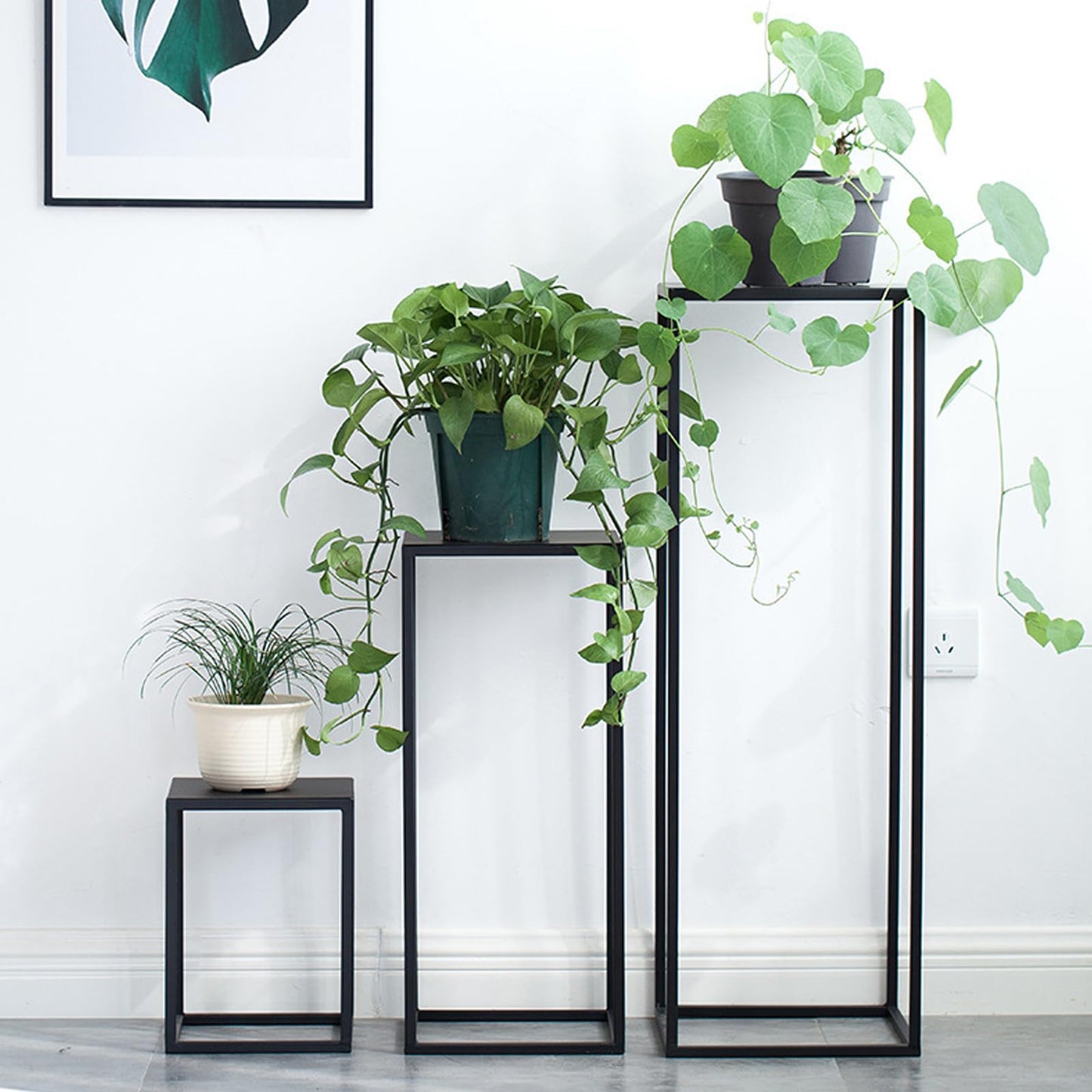 Hyuetrsa 3 Pcs Black Vase for Wedding Centrepieces Metal Flower Stand Geometric Display Table Column Rack Wedding Flower Stand Tall 15.7/23.6/31.5in for Home Birthday Party Decorations