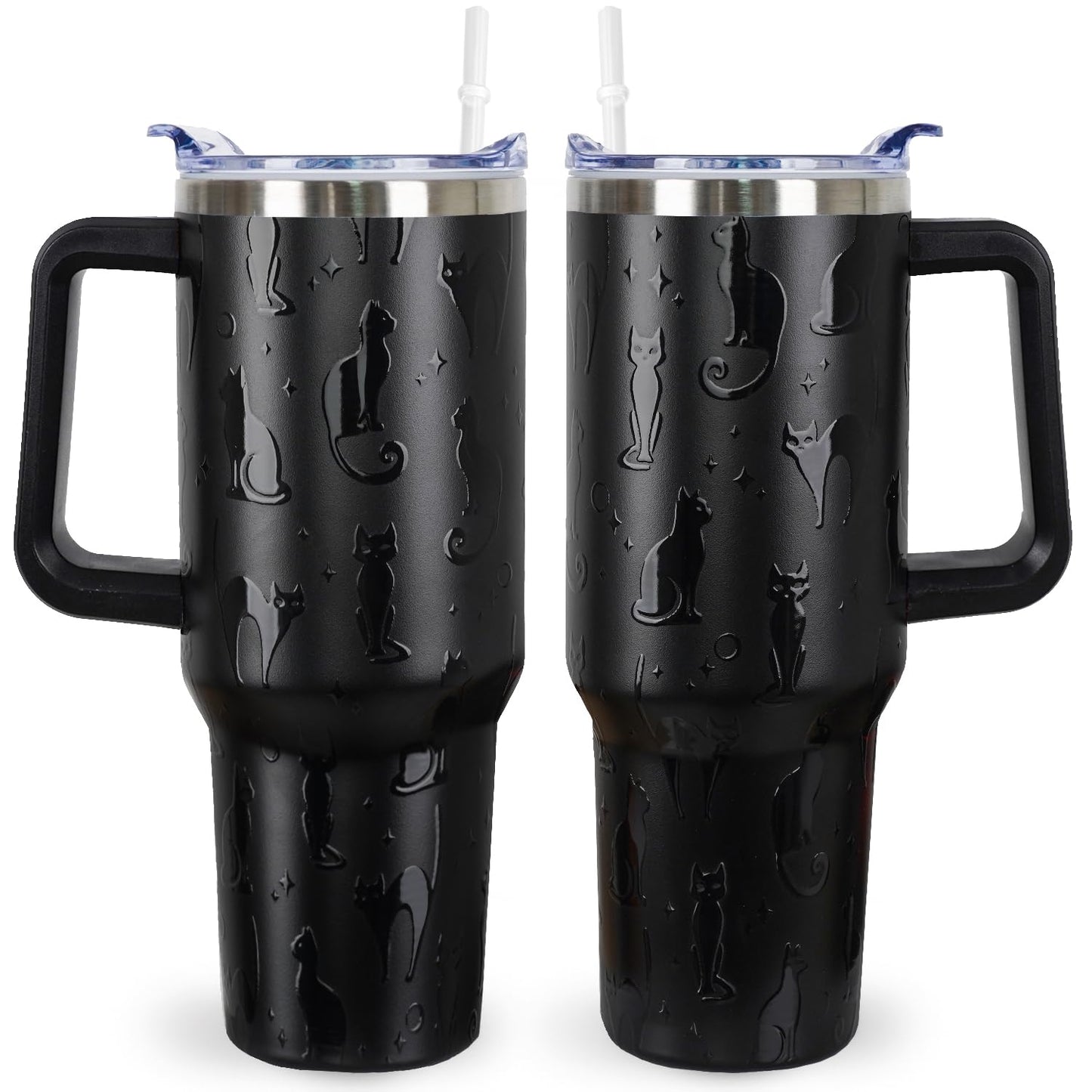 sxmluedn Black Cat Gifts Goth Gift Gothic Halloween Tumbler 40 Oz 3d-Printed Cats Cup For Women Men Travel Mug with Handle Lid and Straw