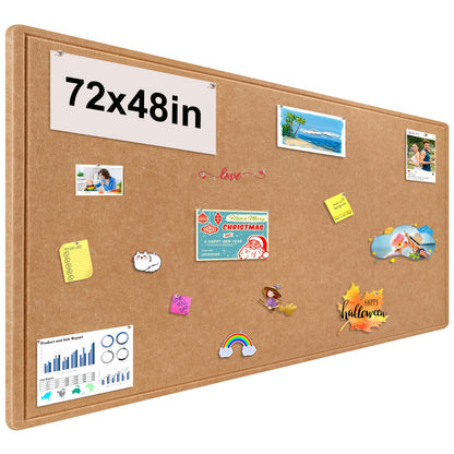 Large Bulletin Board, Foldable 72x48 Inches Cork Board Alternative, Large Felt Board Decorative Pin Board for Wall, Foldable Photo Board Self-Adhesive Vision Board with 36 Pushpins Brown