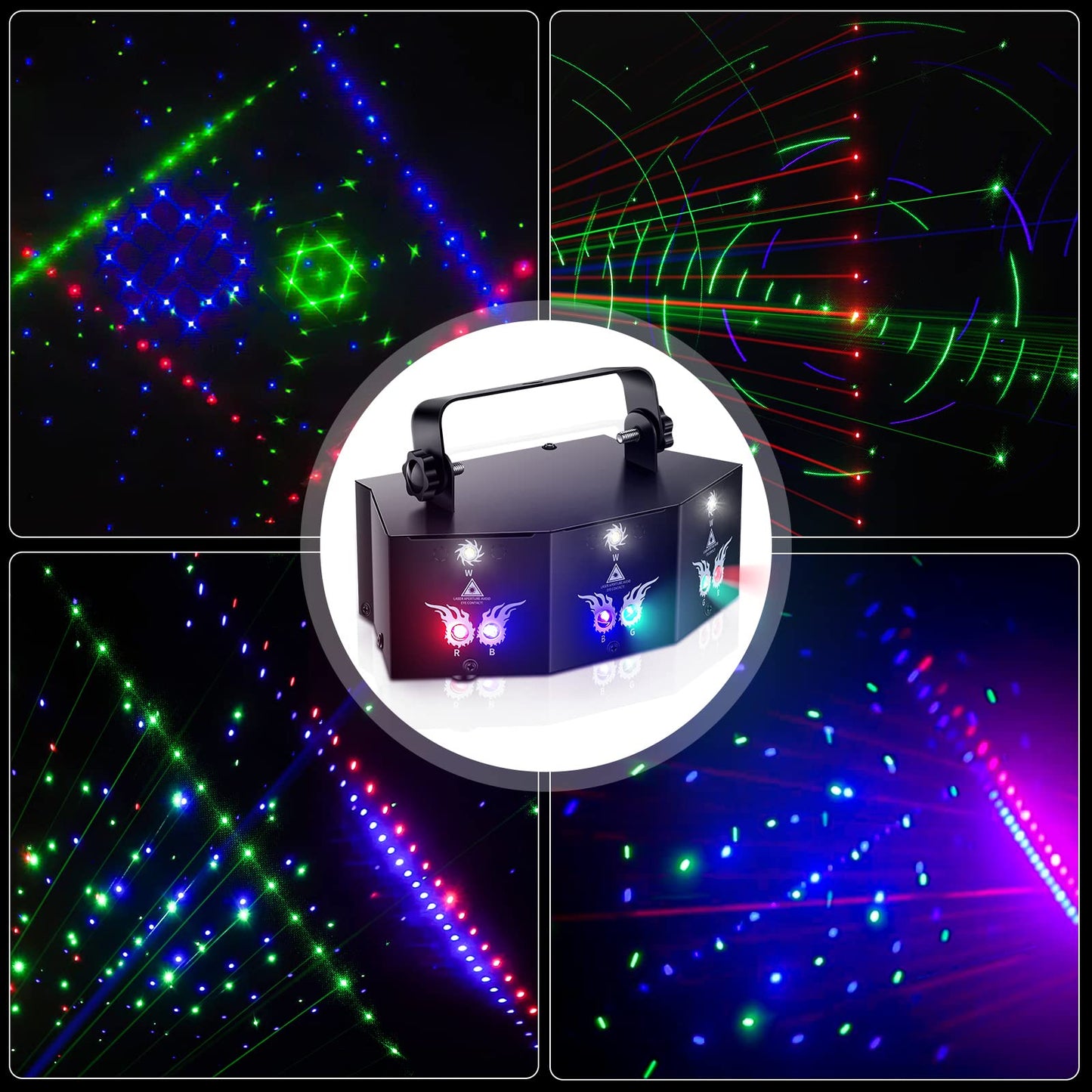 U`King Party Lights DJ Disco Light,9 Lens Stage Lighting Support DMX512 and Sound Activated with Remote Control Laser Lights for Parties Birthday Wedding Karaoke Bar KTV Club Stage Live Show