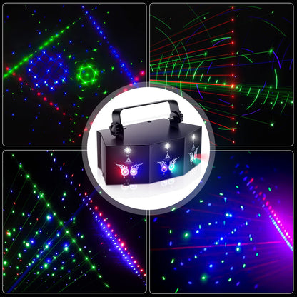 U`King Party Lights DJ Disco Light,9 Lens Stage Lighting Support DMX512 and Sound Activated with Remote Control Laser Lights for Parties Birthday Wedding Karaoke Bar KTV Club Stage Live Show