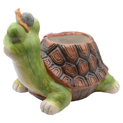 CALECACALO Turtle Plant Pots, Succulent Pots with Drainage Hole, Funny Tortoise Resin Flower Pots Planters for Outdoor Indoor Plants, Room Office Décor Plants NOT Included