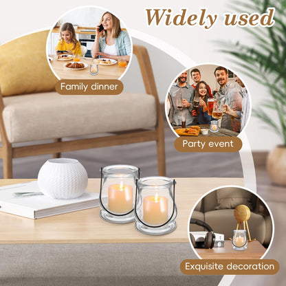 Cabilock 12Pcs Hanging Candle Holders Glass Votive Holders with Handles Multipurpose Indoor Outdoor Candle Stands for Home Decor Party Wedding Banquet
