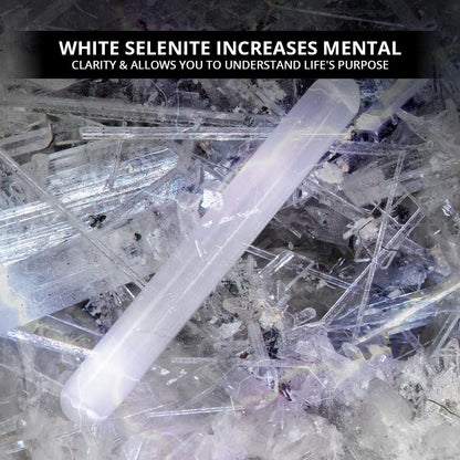 NORTHLANDZ Selenite Crystal Massage Wand 6 Inches, Moroccan White Healing High Efficient Energy Crystals for Anxiety Relief, Yoga, and Meditation, Ideal for Gift and Home Decor