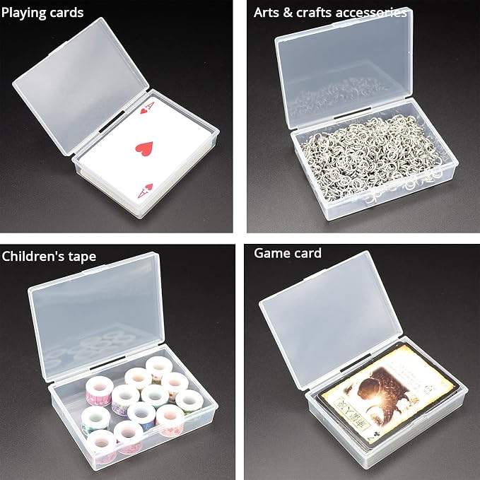 SOSOHOME 6 Pack Playing Card Deck Boxes Fits Baseball Trading Cards, Gaming Cards, Empty Plastic Storage Box, Snaps Closed