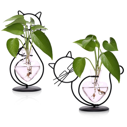 Plant Terrarium Plants Propagation Station Cat Lover Gifts for Women Home Office Decor Cat Desk Accessories