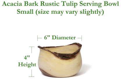 Lipper International ACACIA RUSTIC TULIP SERVING BOWL WITH BARK EDGE SMALL