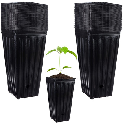 70Pcs Tall Tree Pots 7.84 In Plastic Deep Nursery Treepots Tall Seedling Flower Plant Container Pots with Drainage Holes Seedling Nursery Bags Black Tree Tubes for Seedlings for Indoor Outdoor Plants