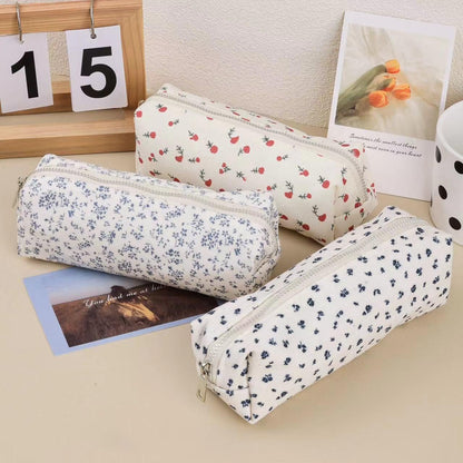 OZAOZ Cute Pencil Case Aesthetic Student Pencil Pouch Coin Pen Pouch Cosmetic Bag Office Stationery Organizer For Kids Teen School (Z-Blue floral)